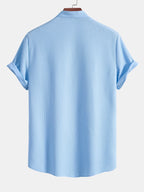 Men's Textured Mandarin Collar Shirt