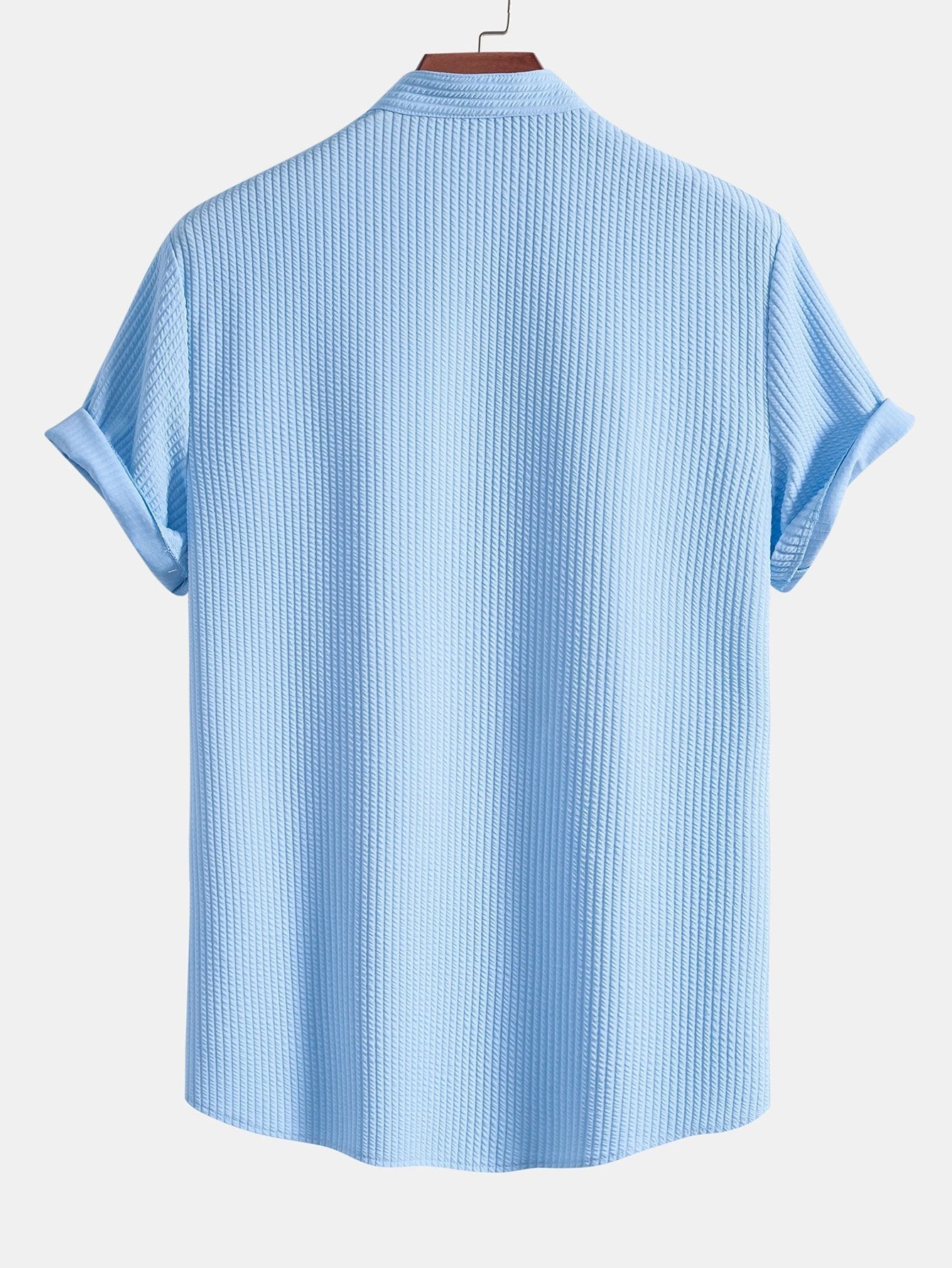 Men's Textured Mandarin Collar Shirt