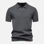 Men's Textured Open Collar Polo Shirt
