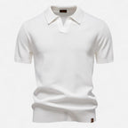 Men's Textured Open Collar Polo Shirt