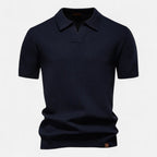 Men's Textured Open Collar Polo Shirt