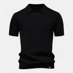 Men's Textured Open Collar Polo Shirt
