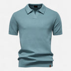 Men's Textured Open Collar Polo Shirt