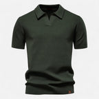 Men's Textured Open Collar Polo Shirt