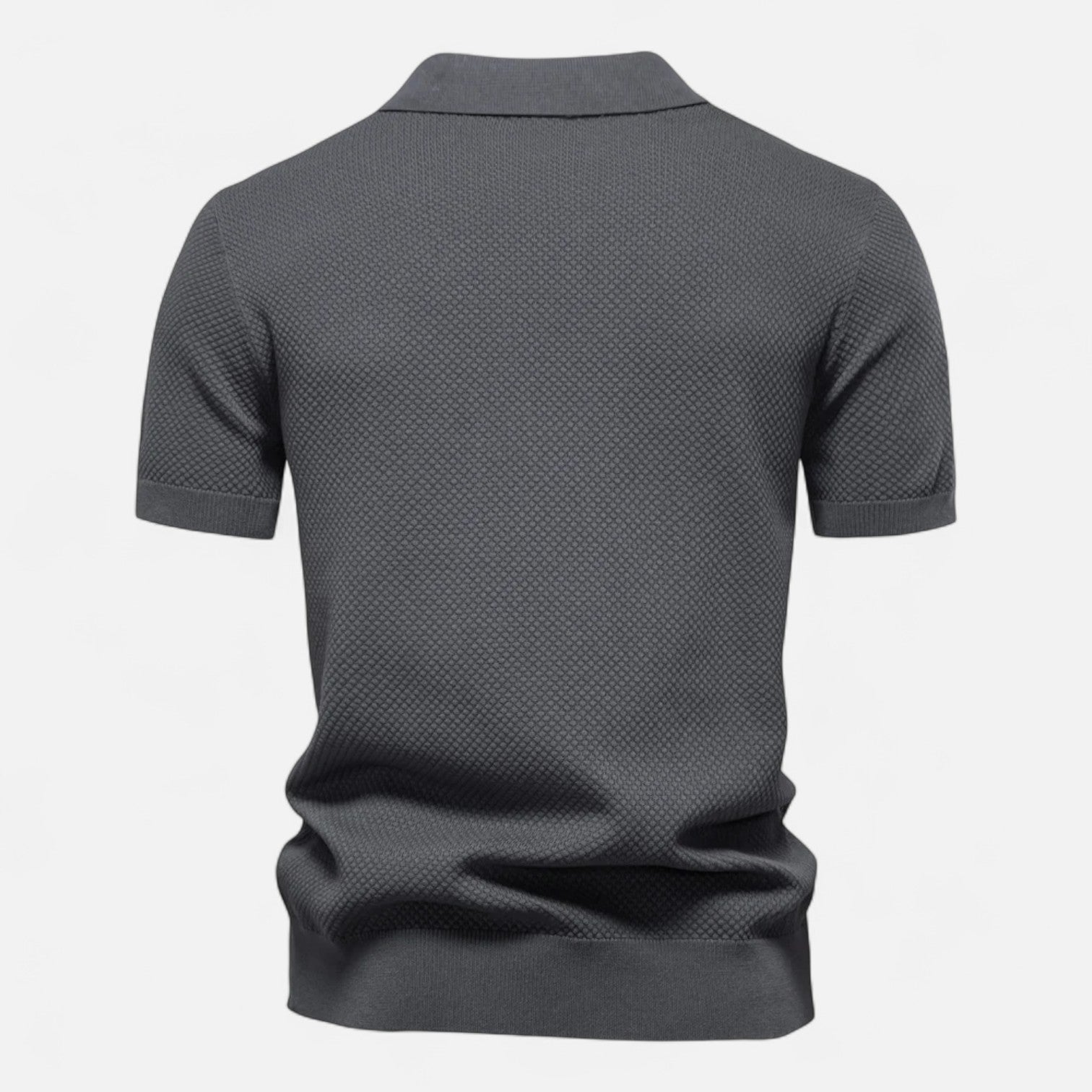 Men's Textured Open Collar Polo Shirt