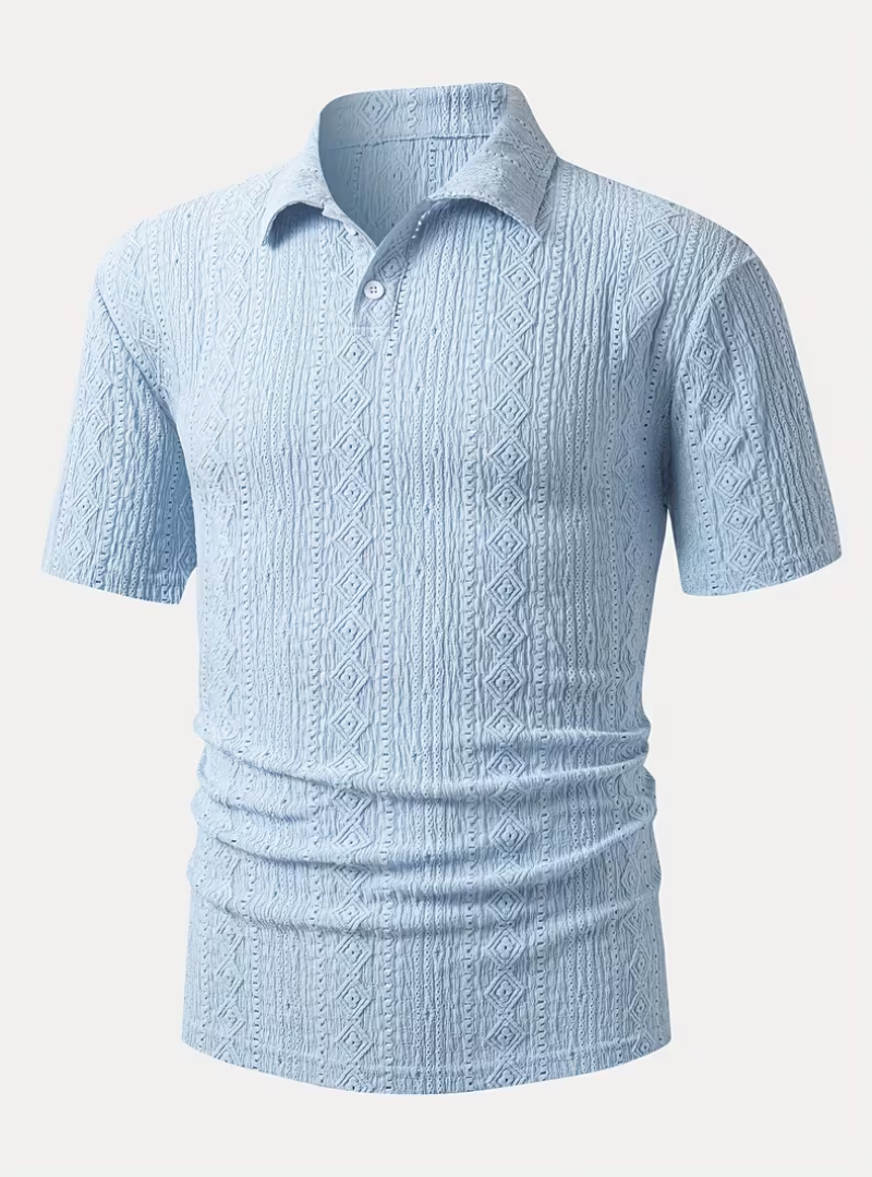Men's Textured Pattern Polo Shirt