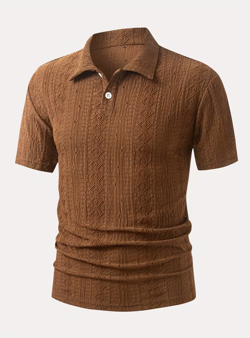 Men's Textured Pattern Polo Shirt