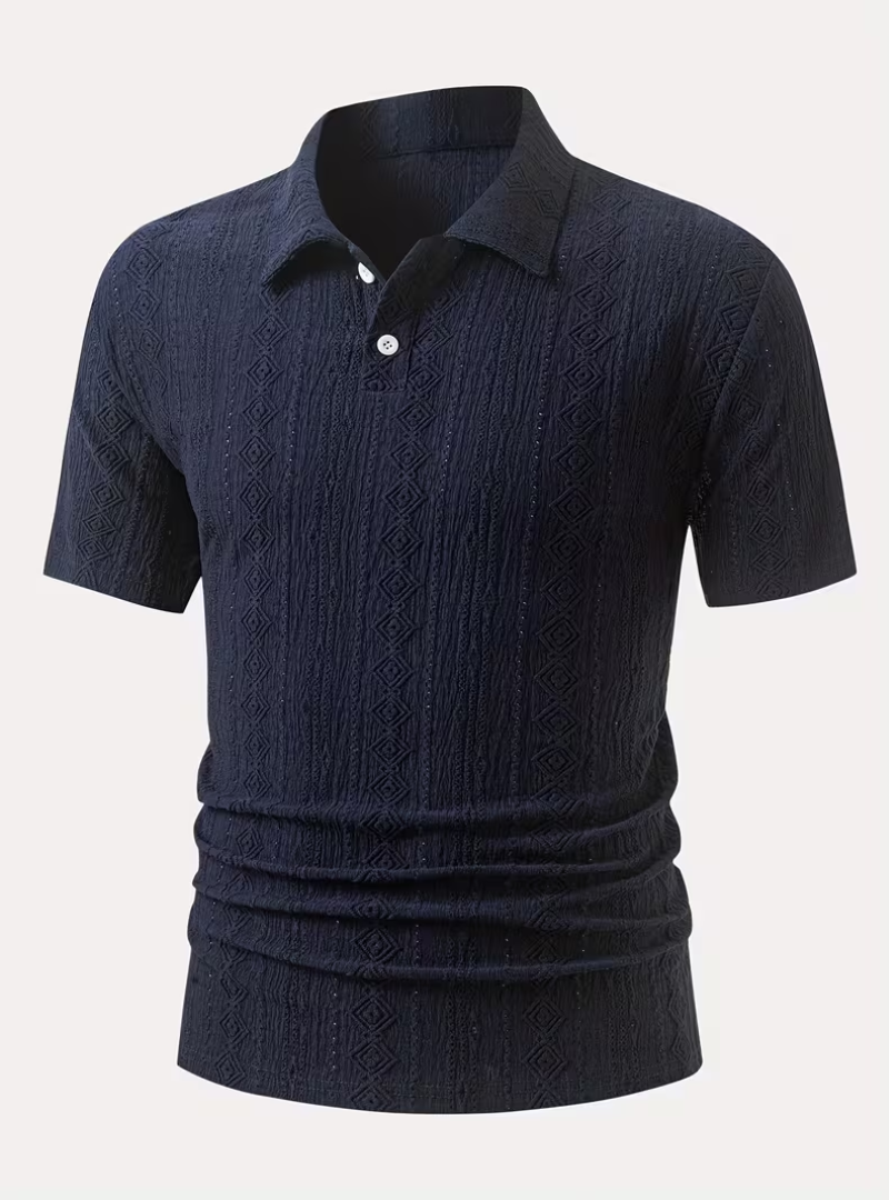 Men's Textured Pattern Polo Shirt