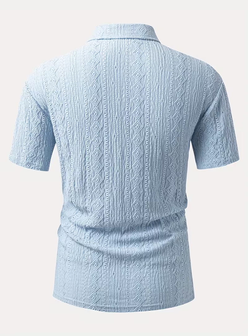 Men's Textured Pattern Polo Shirt