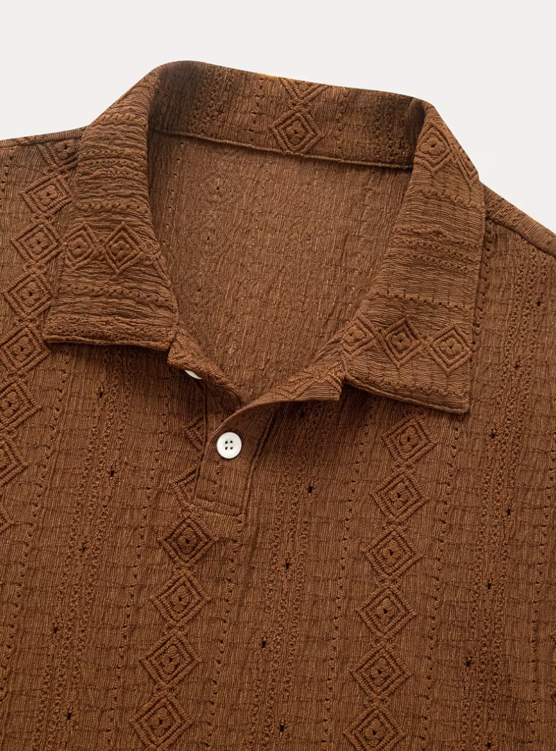 Men's Textured Pattern Polo Shirt