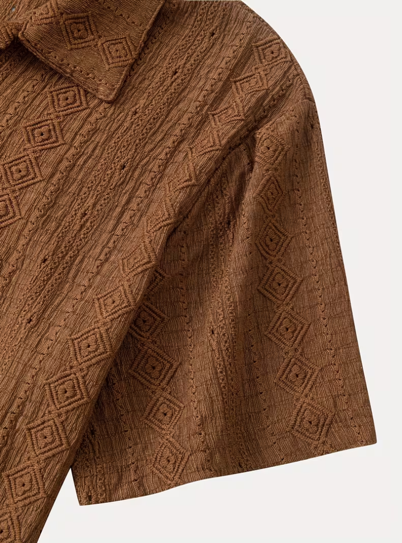 Men's Textured Pattern Polo Shirt