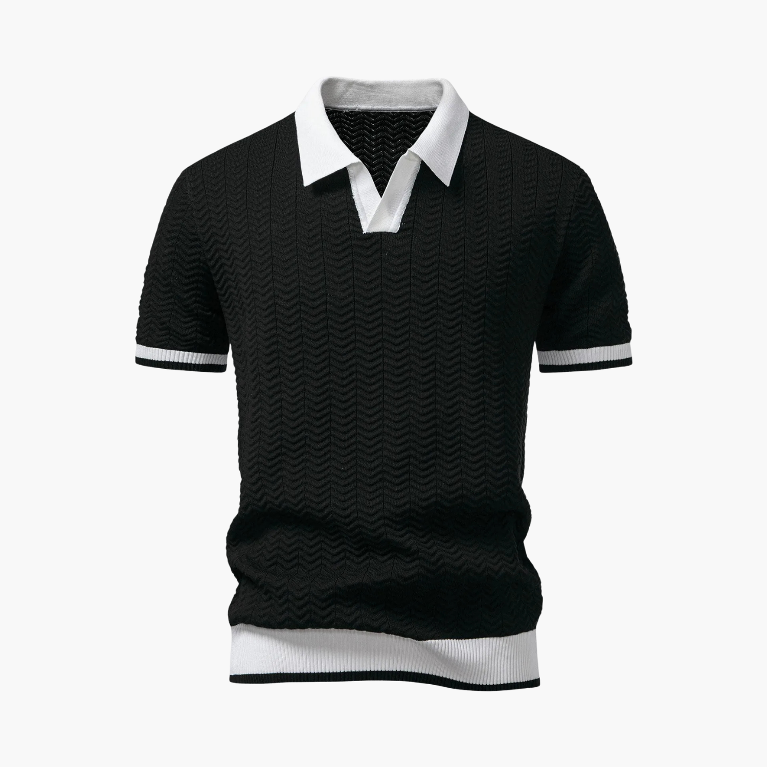 Men's Textured Polo and Cargo Shorts Set