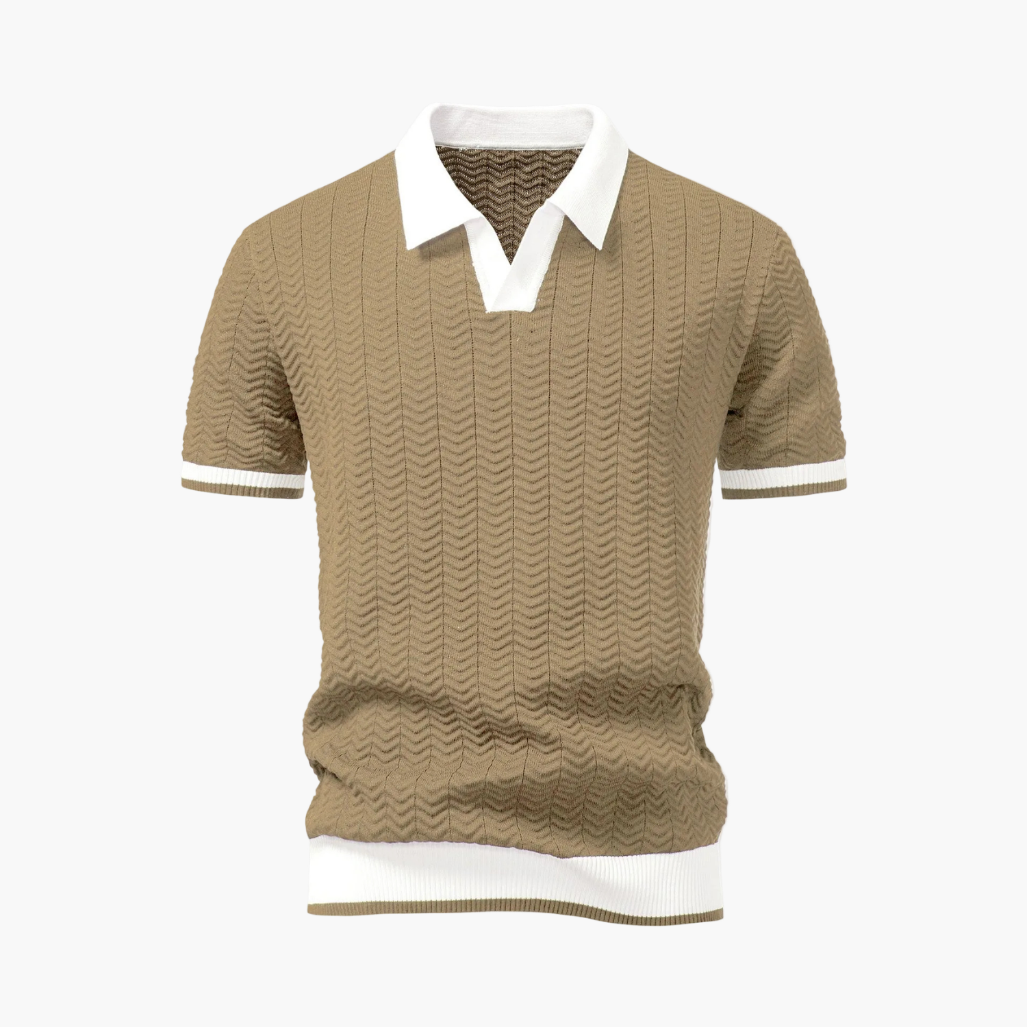 Men's Textured Polo and Cargo Shorts Set