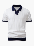 Men's Textured Polo and Drawstring Pants Set