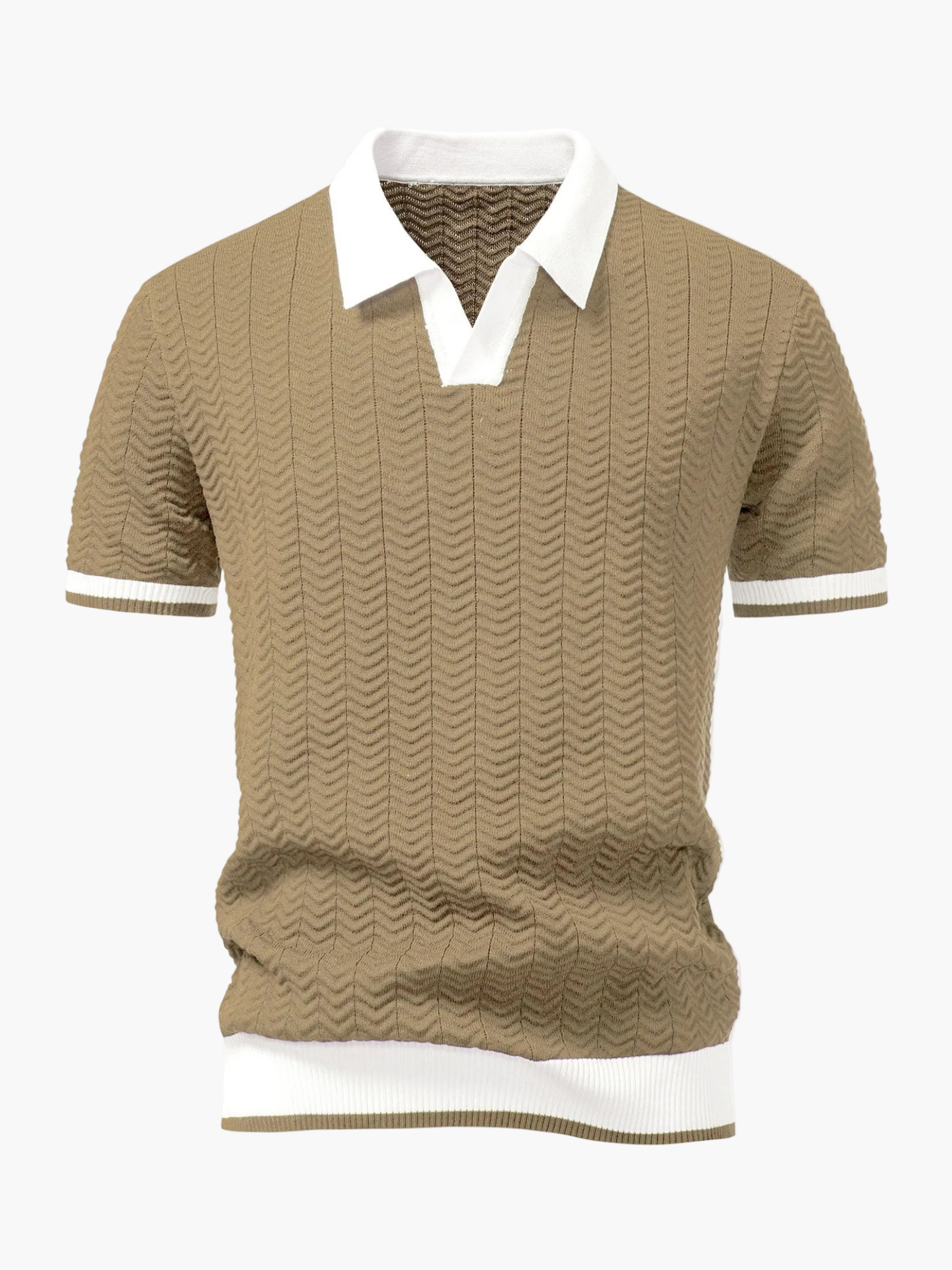 Men's Textured Polo and Drawstring Pants Set