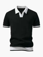 Men's Textured Polo and Drawstring Pants Set