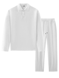 Men's Textured Polo and Pants Set