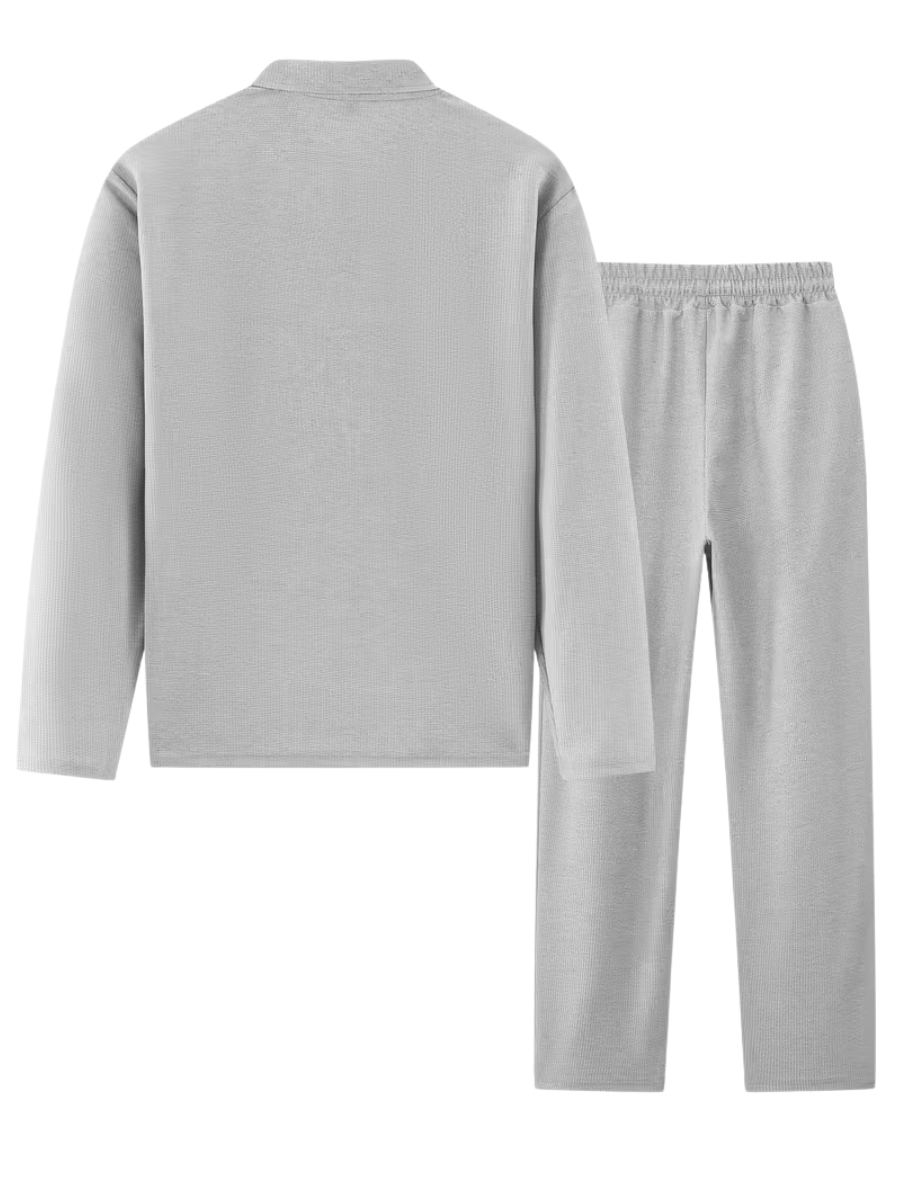 Men's Textured Polo and Pants Set