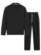 Men's Textured Polo and Pants Set