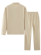 Men's Textured Polo and Pants Set
