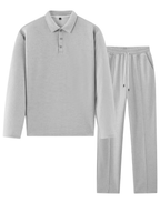 Men's Textured Polo and Pants Set