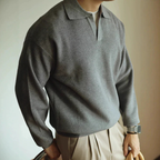 Men's Textured Polo Collar Sweater