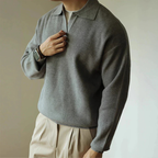 Men's Textured Polo Collar Sweater