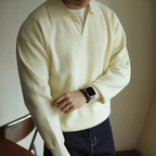 Men's Textured Polo Collar Sweater