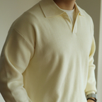 Men's Textured Polo Collar Sweater