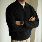 Men's Textured Polo Collar Sweater