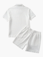 Men's Textured Polo Shirt and Shorts Set