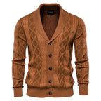 Men's Textured Shawl Collar Cardigan