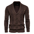 Men's Textured Shawl Collar Cardigan