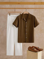 Men's Textured Shirt and Pants Set