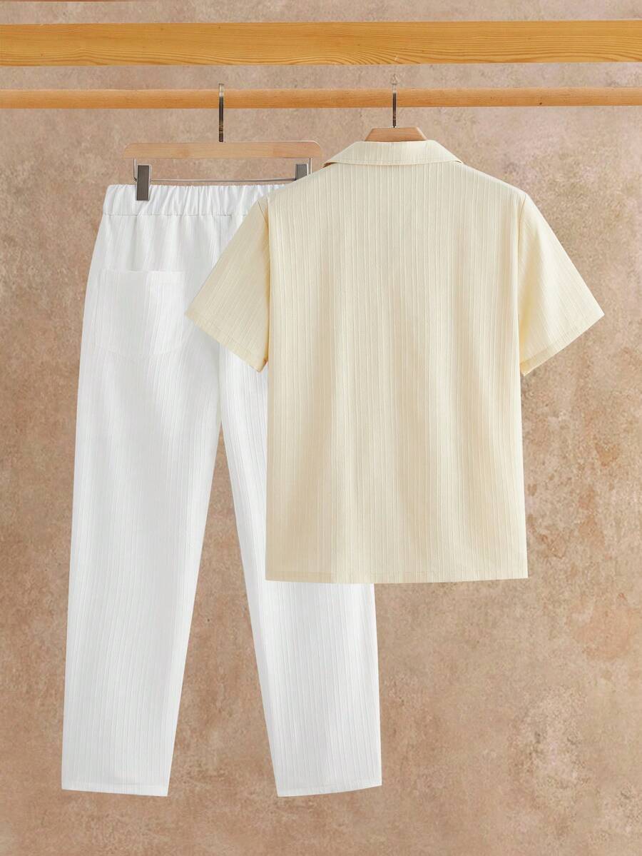 Men's Textured Shirt and Pants Set