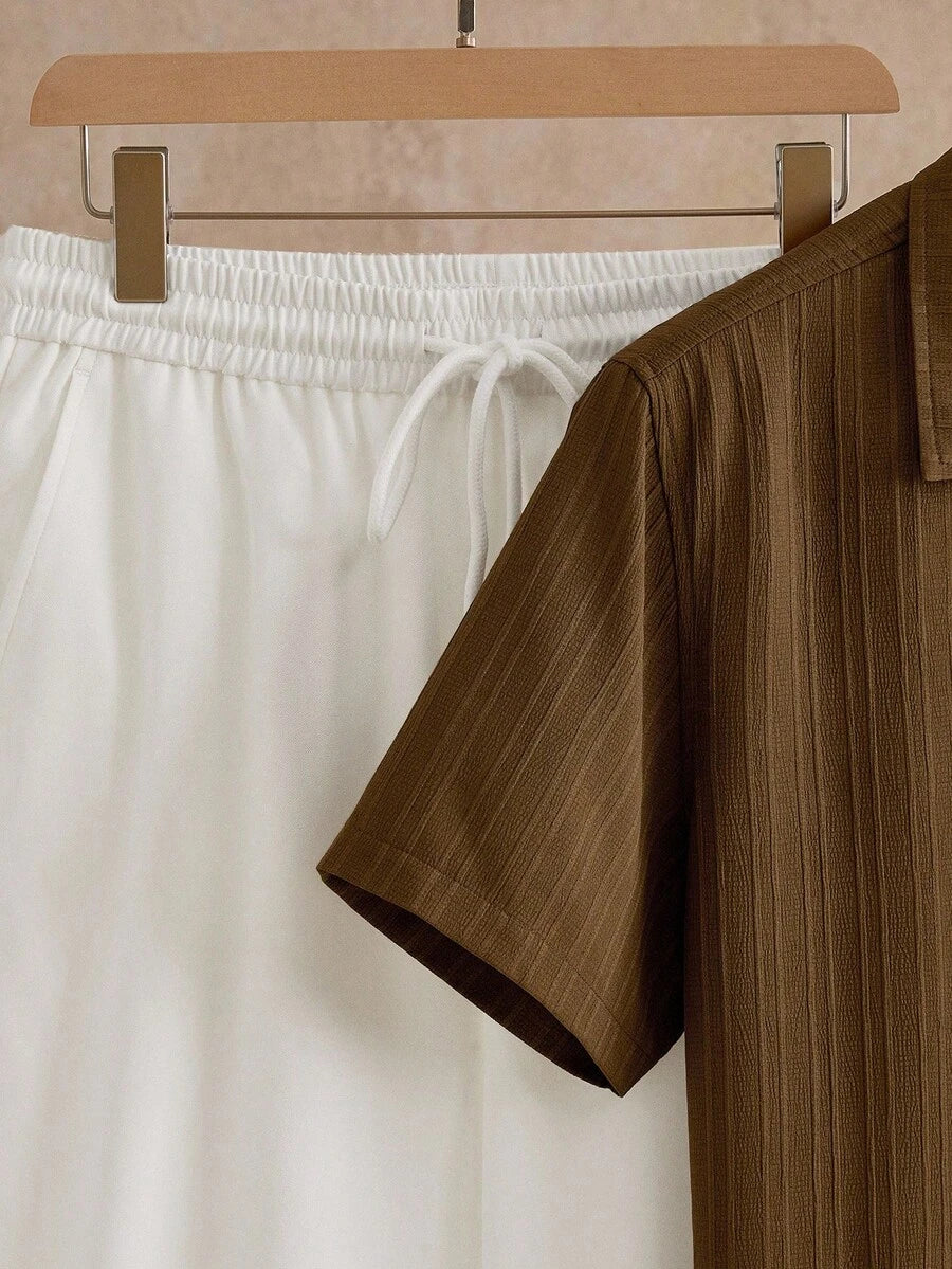 Men's Textured Shirt and Pants Set