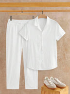 Men's Textured Shirt and Pants Set
