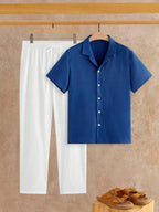 Men's Textured Shirt and Pants Set