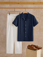 Men's Textured Shirt and Pants Set