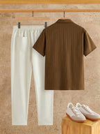 Men's Textured Shirt and Pants Set
