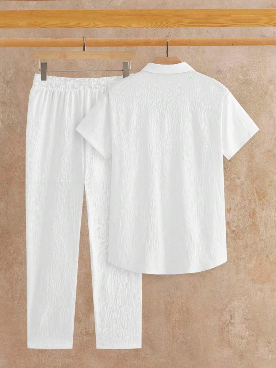 Men's Textured Shirt and Pants Set