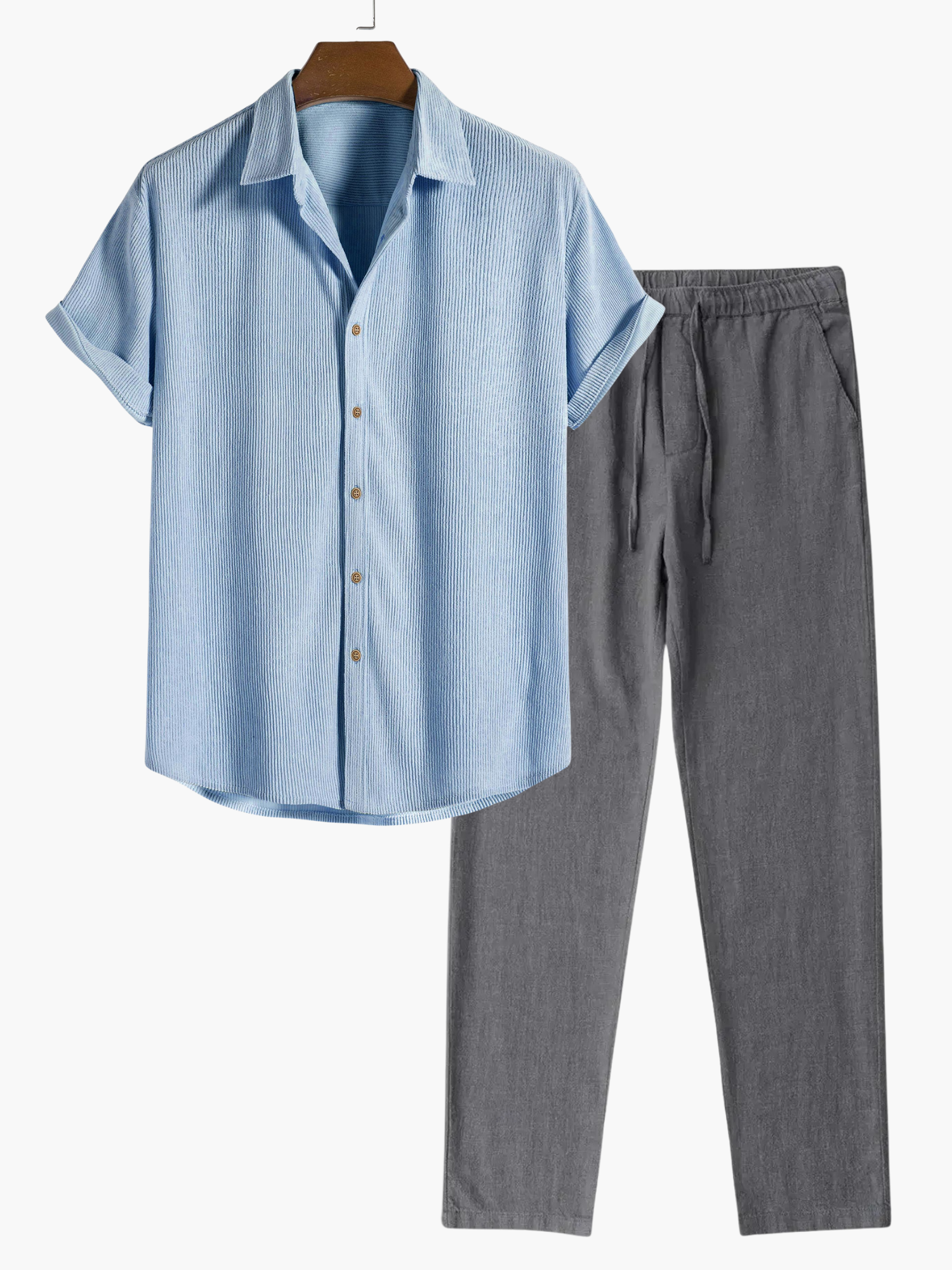 Men's Textured Shirt Set