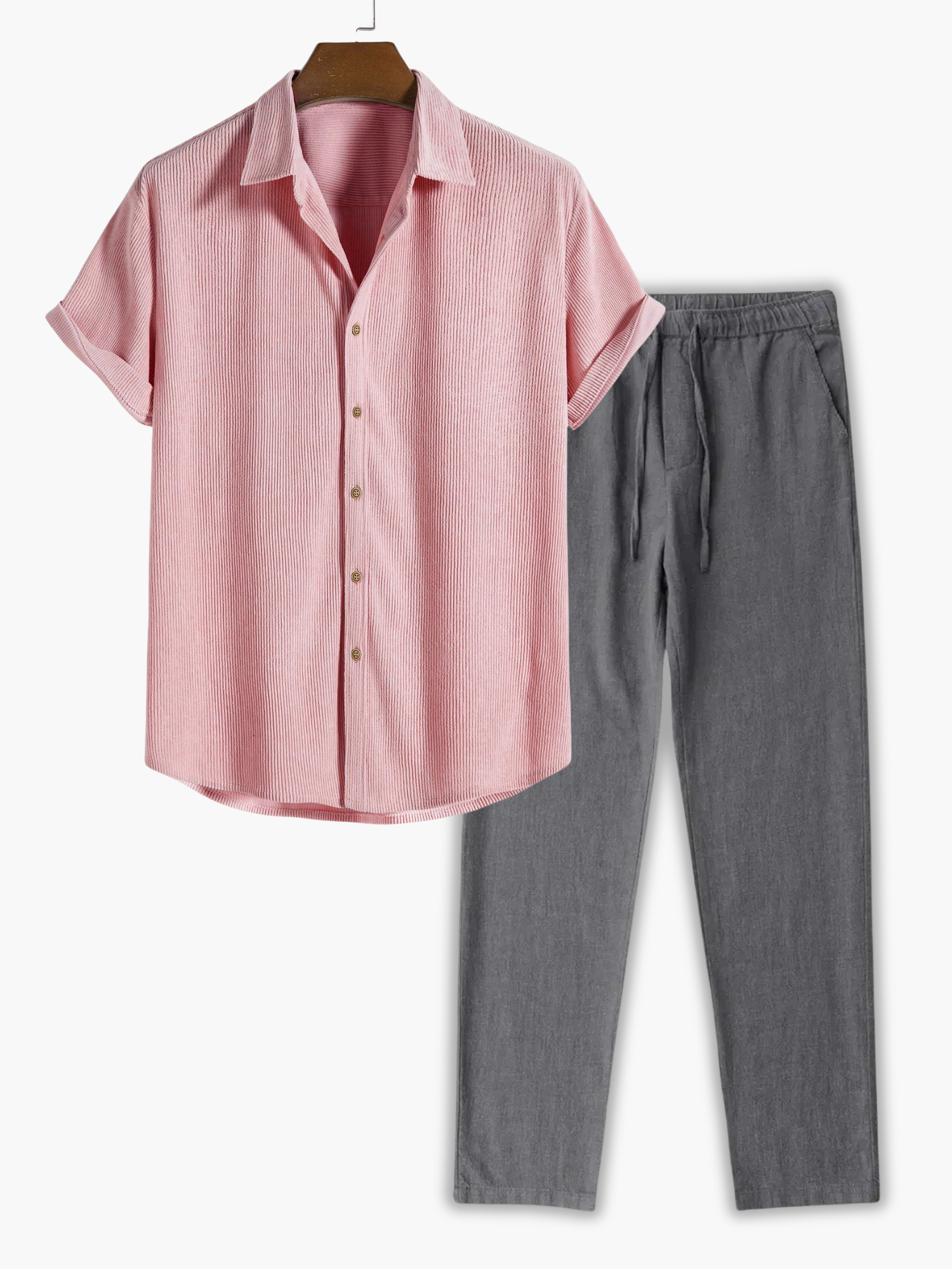 Men's Textured Shirt Set