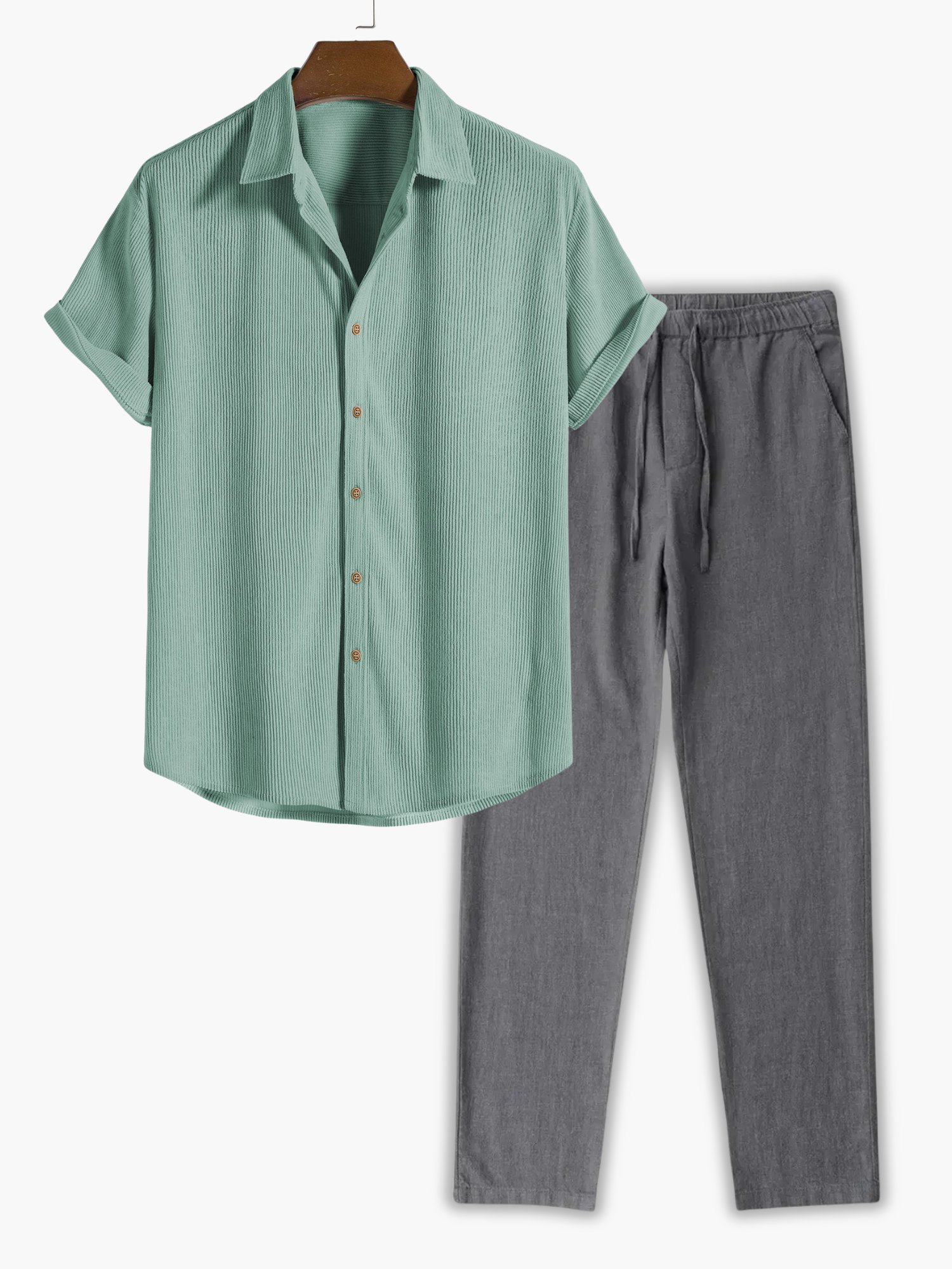 Men's Textured Shirt Set