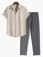 Men's Textured Shirt Set