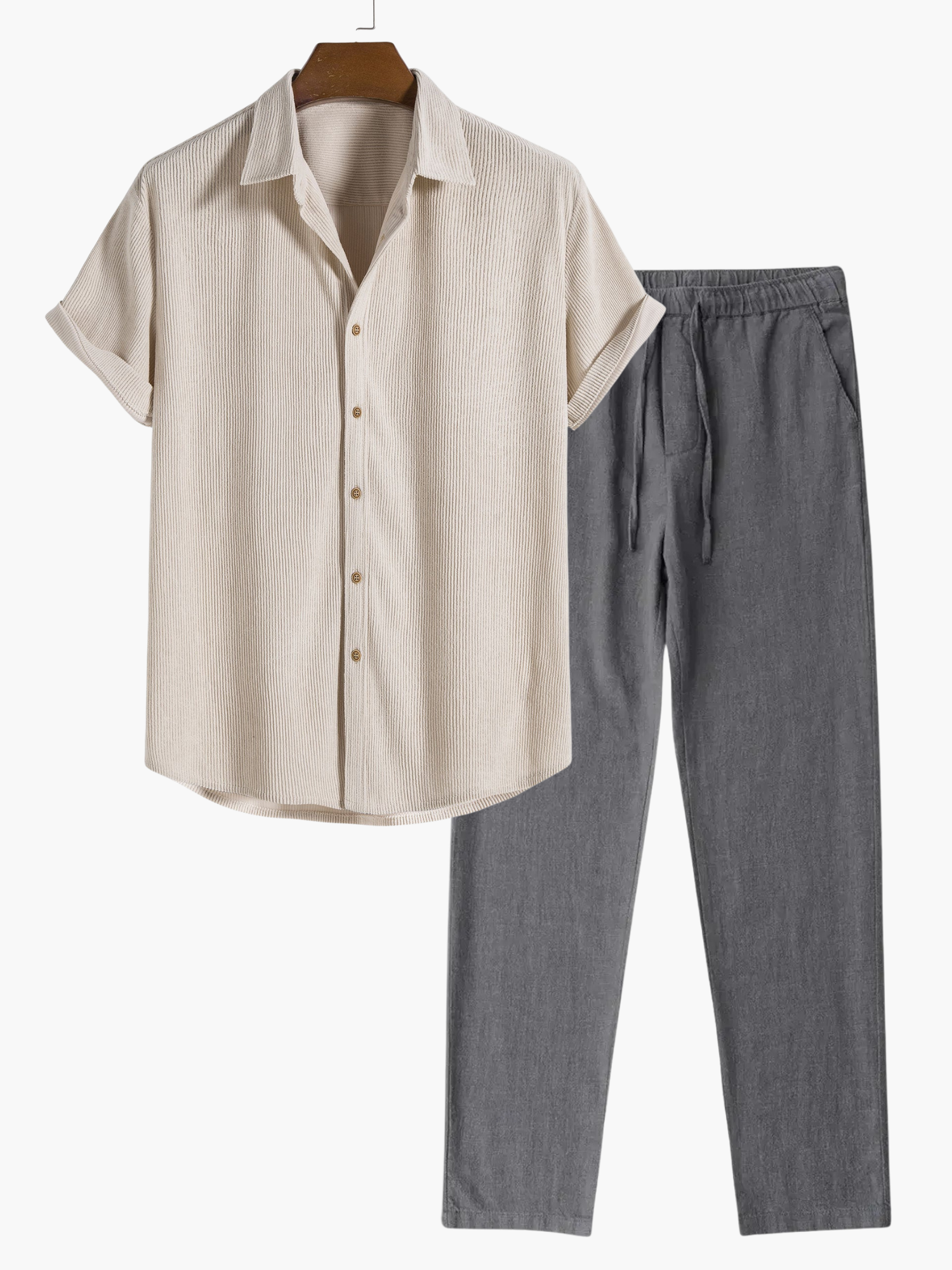 Men's Textured Shirt Set