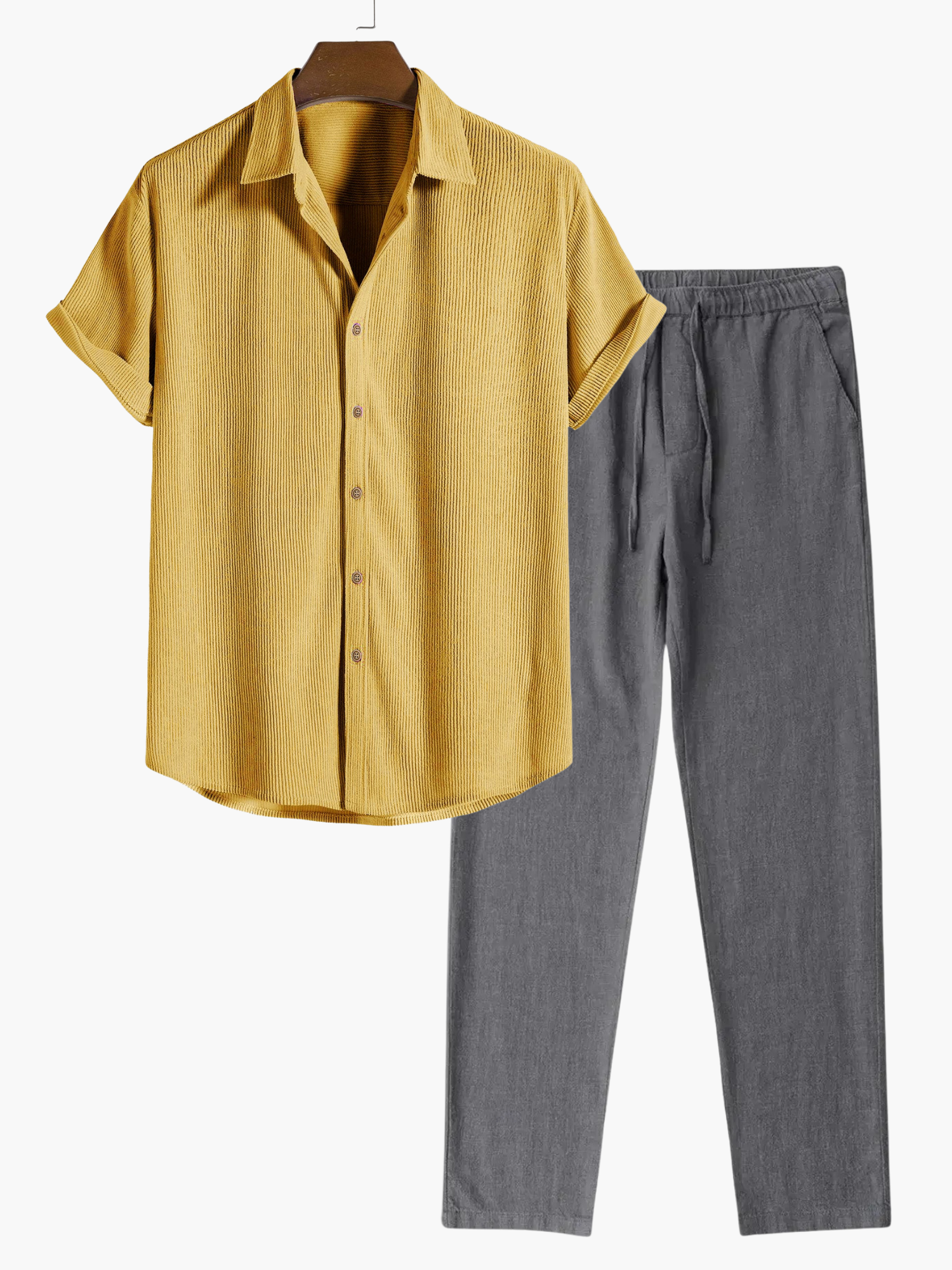 Men's Textured Shirt Set