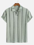 Men's Textured Striped Polo Shirt