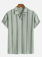 Men's Textured Striped Polo Shirt
