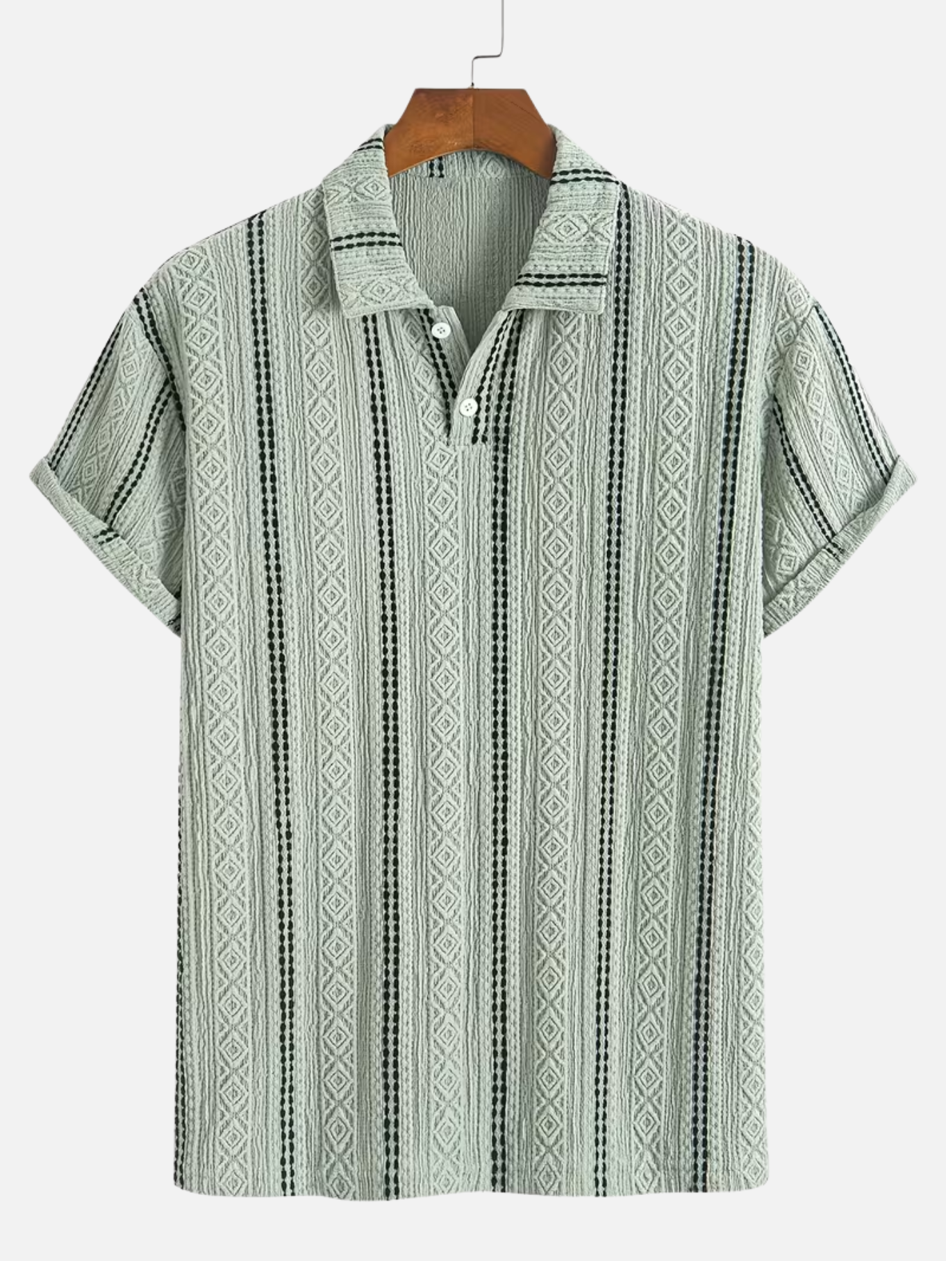 Men's Textured Striped Polo Shirt